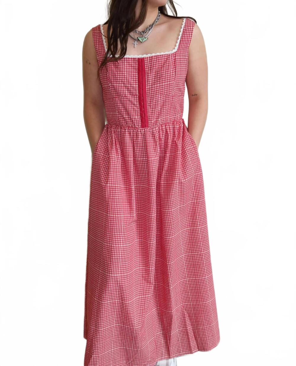 NEW WISHLIST rosie check dress in red